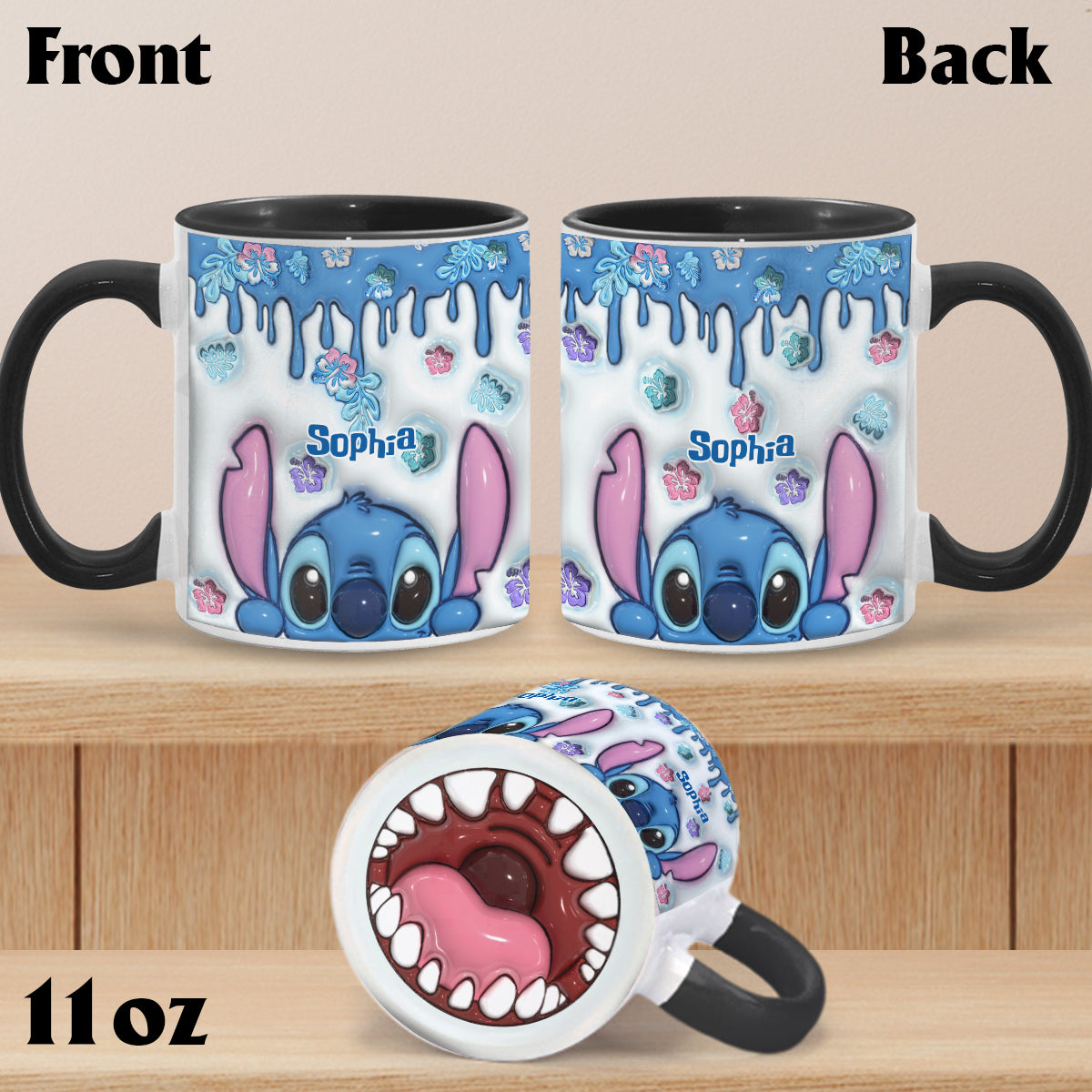 Blue Ohana - Personalized Ohana Bottom Printed Accent Mug