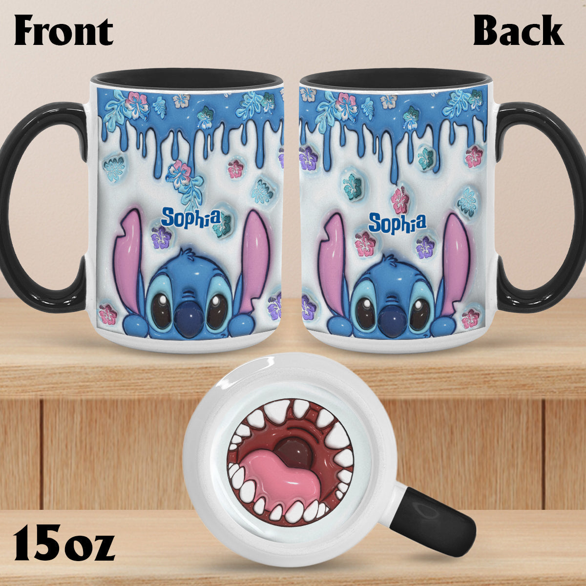Blue Ohana - Personalized Ohana Bottom Printed Accent Mug