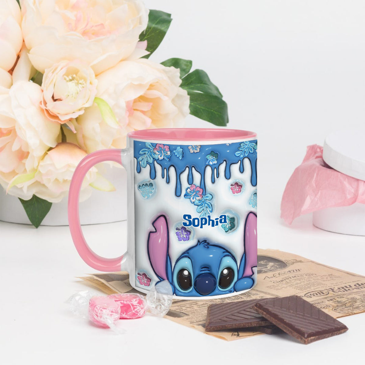 Blue Ohana - Personalized Ohana Bottom Printed Accent Mug