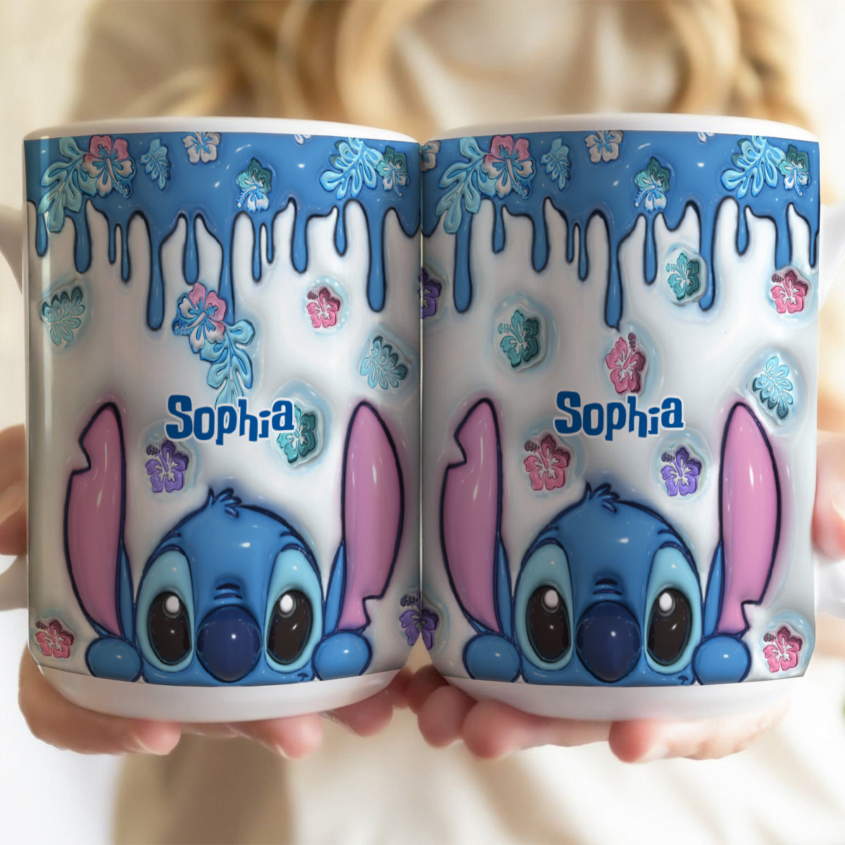 Blue Ohana - Personalized Ohana Bottom Printed Accent Mug