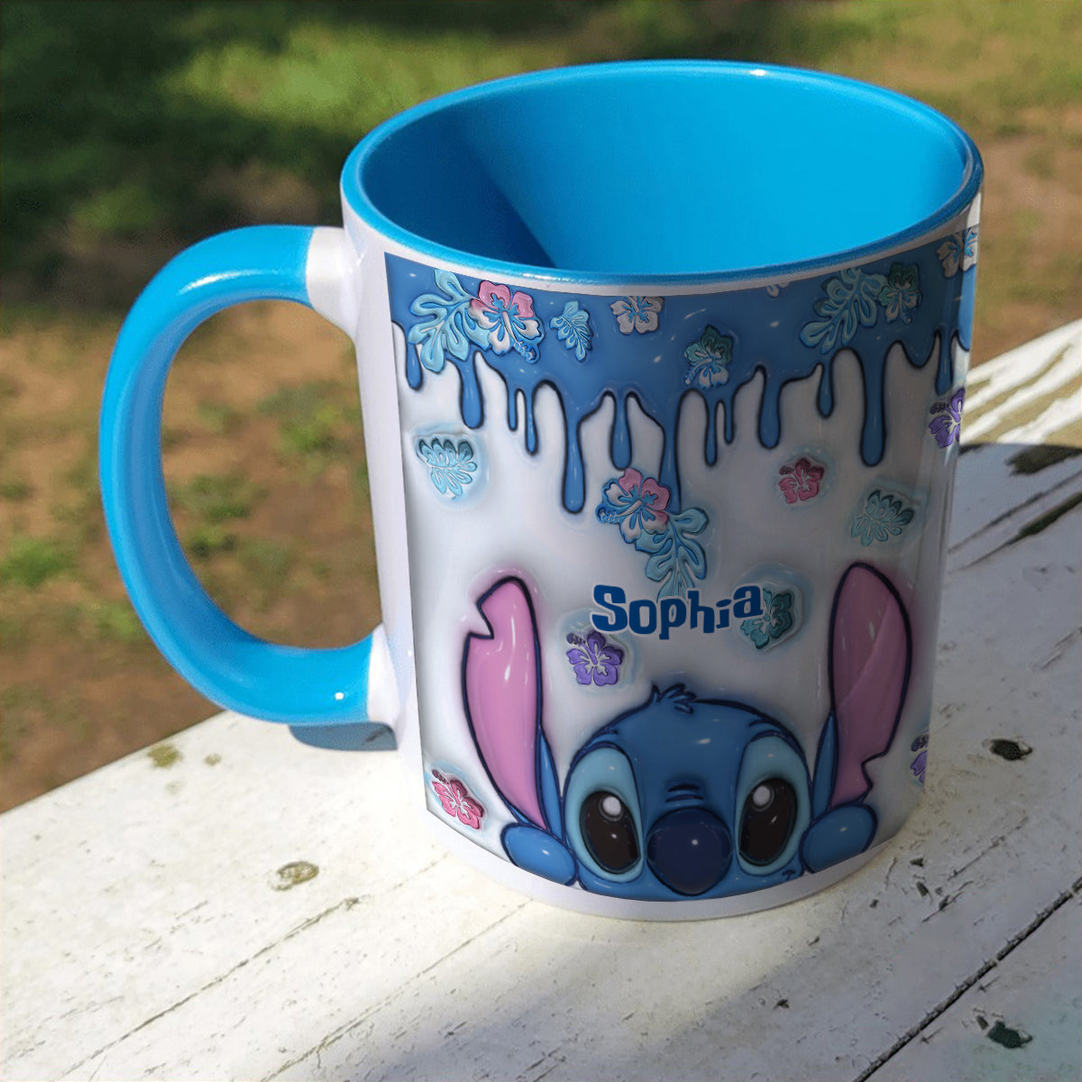 Blue Ohana - Personalized Ohana Bottom Printed Accent Mug