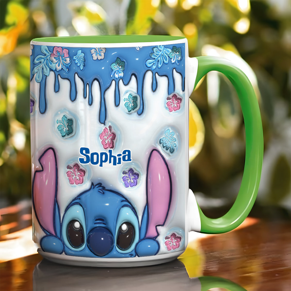 Blue Ohana - Personalized Ohana Bottom Printed Accent Mug