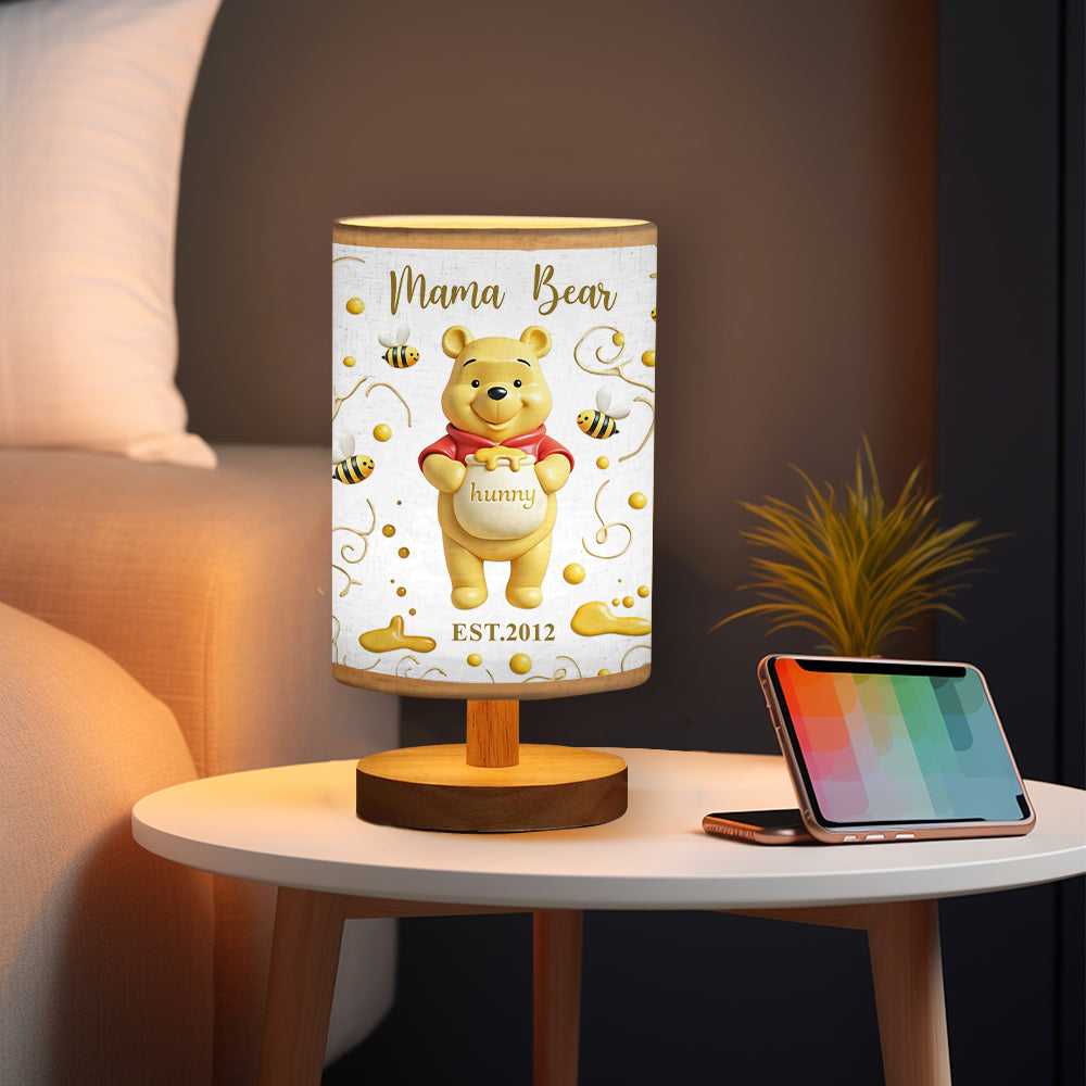 Mama Bear - Personalized Mouse Table Lamp with Wood Base