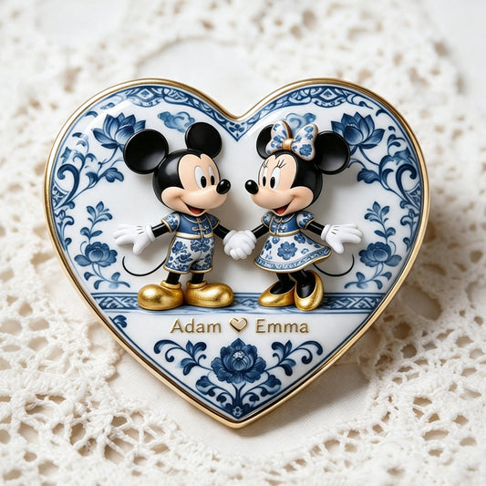 Blue & White Mouse Couple - Personalized Mouse 3D Embossed Enamel Pin