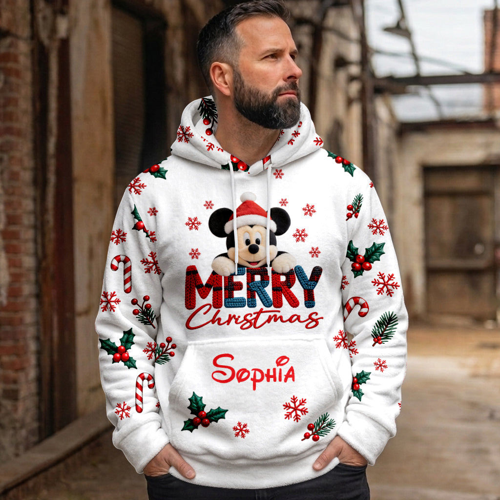 Merry Christmas - Personalized Mouse Fleece Hoodie
