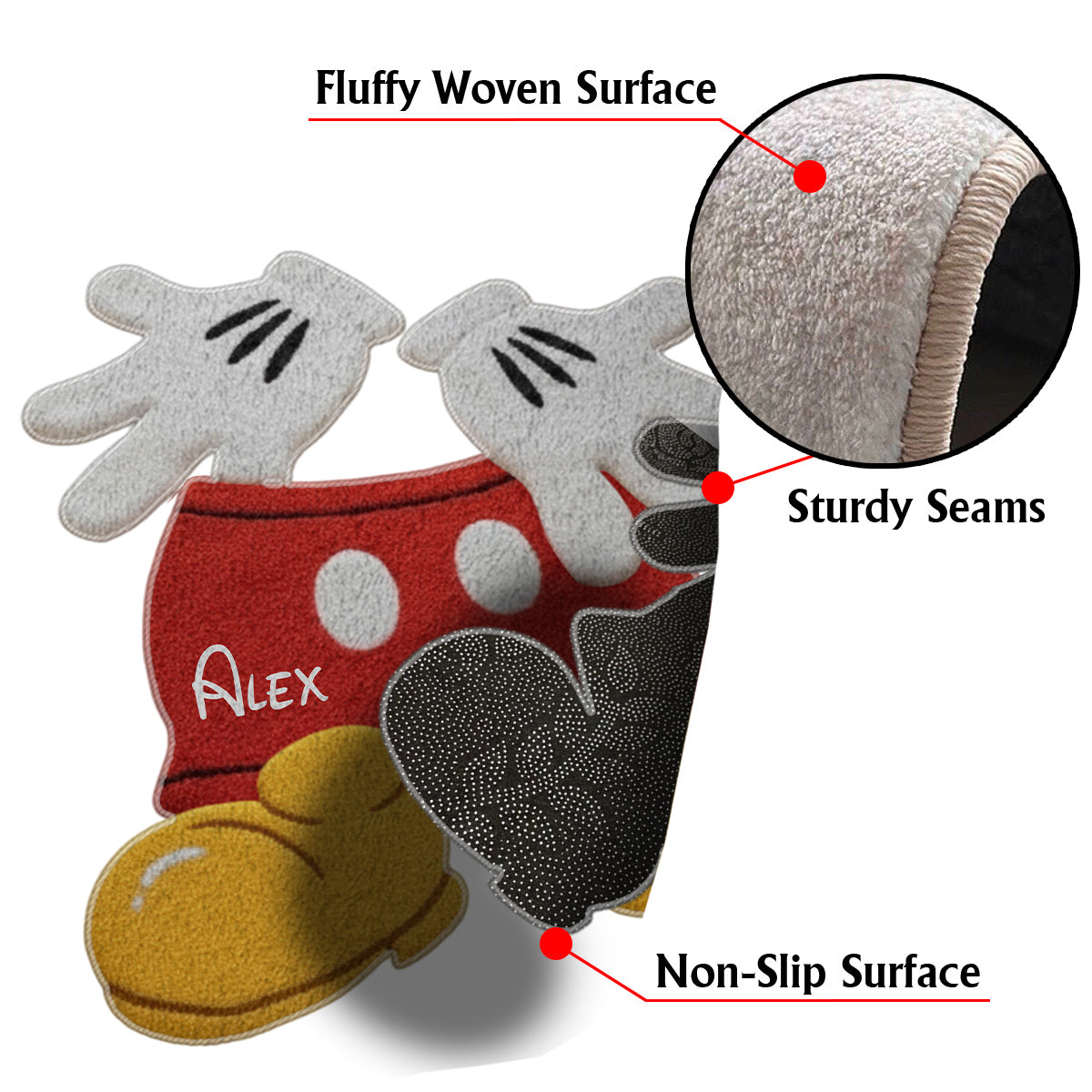 Whimsical Clothing - Personalized Mouse Non-Slip Tufted Rug