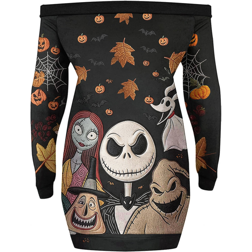The Nightmare - Personalized Nightmare Off Shoulder Long Sleeve Dress