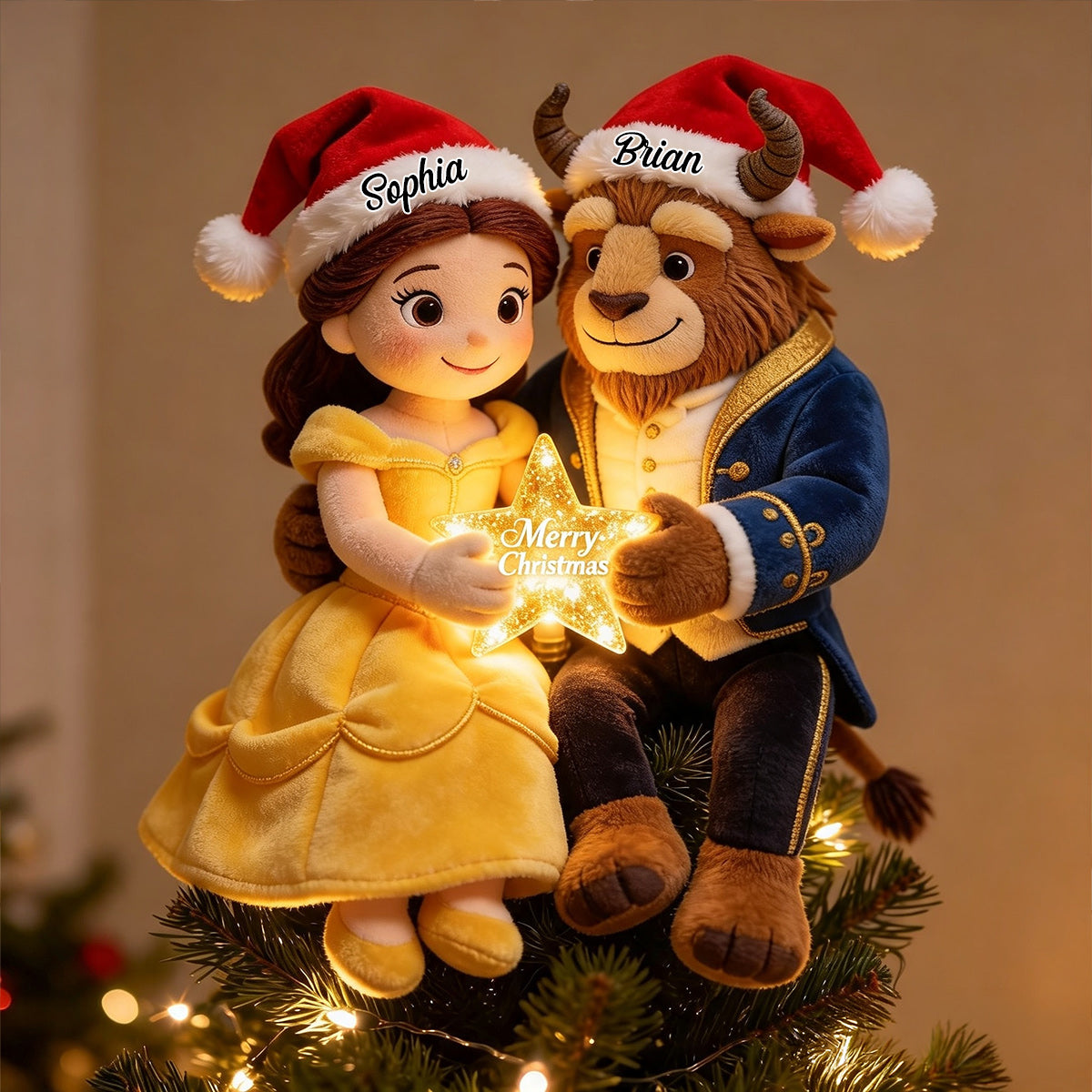 Tale As Old As Time - Personalized Beauty And The Beast LED Light Tree Topper