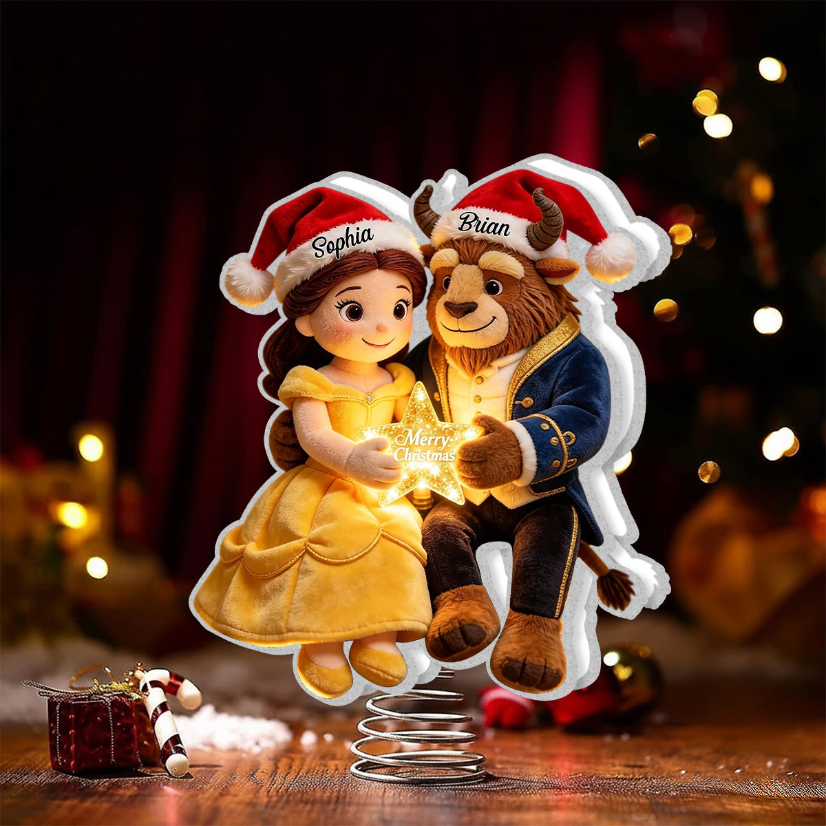 Tale As Old As Time - Personalized Beauty And The Beast LED Light Tree Topper