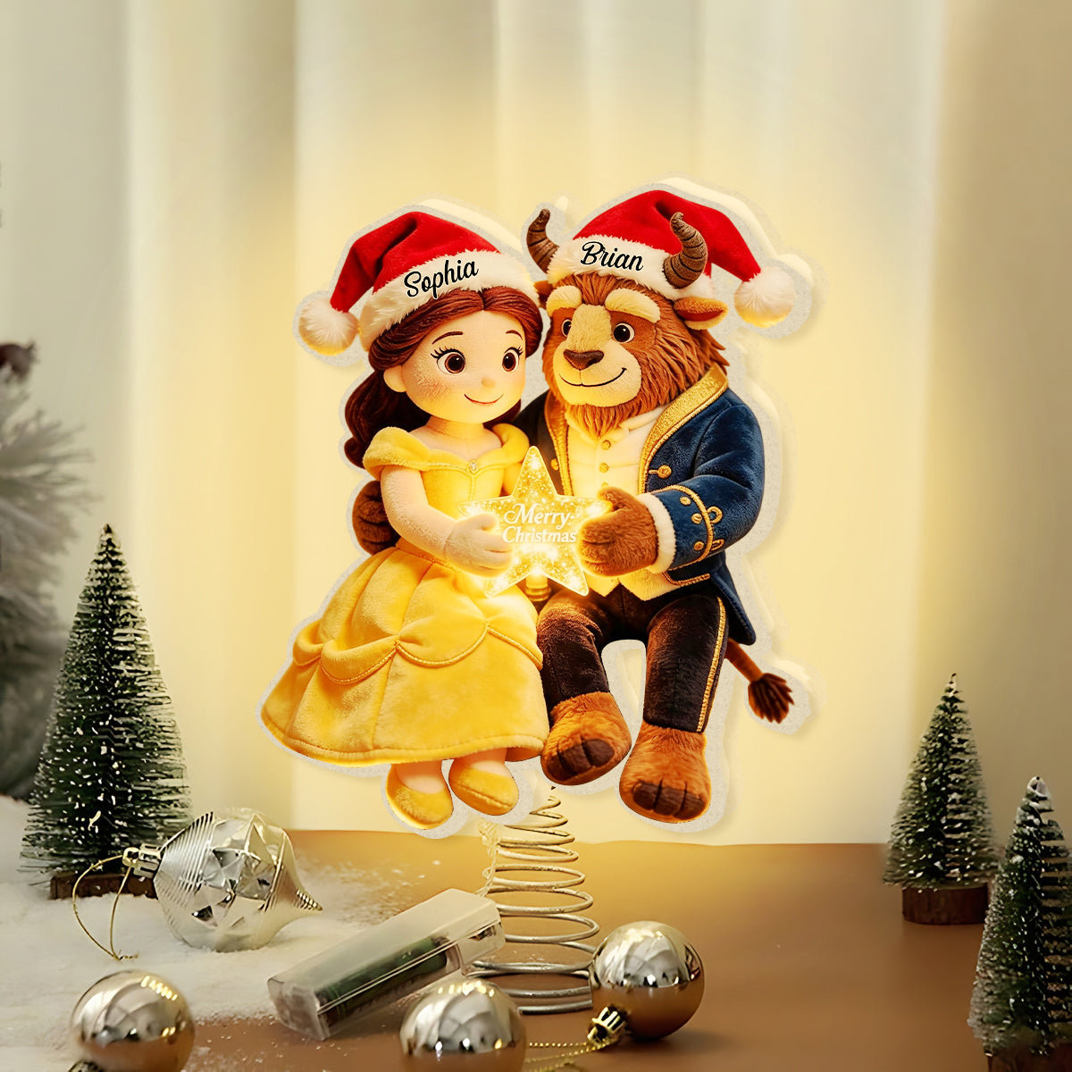 Tale As Old As Time - Personalized Beauty And The Beast LED Light Tree Topper