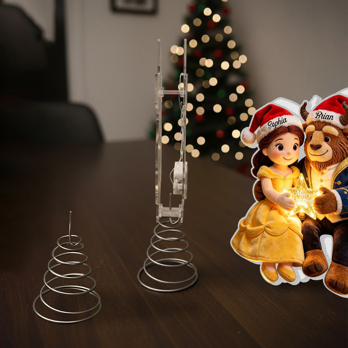 Tale As Old As Time - Personalized Beauty And The Beast LED Light Tree Topper