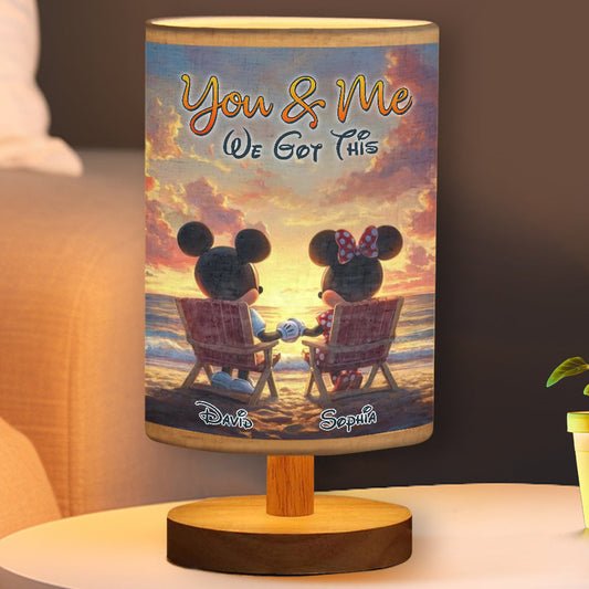 You & Me We Got This - Personalized Mouse Table Lamp with Wood Base