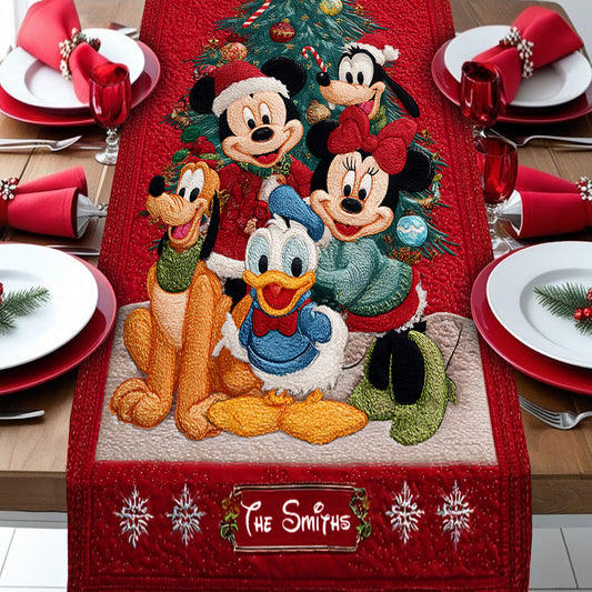 Family Gift Merry Christmas - Personalized Mouse Table Runner