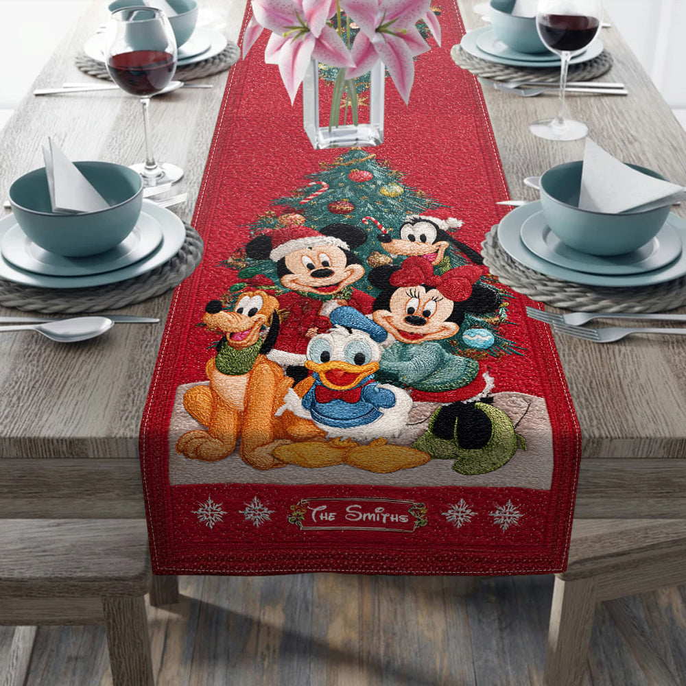Family Gift Merry Christmas - Personalized Mouse Table Runner