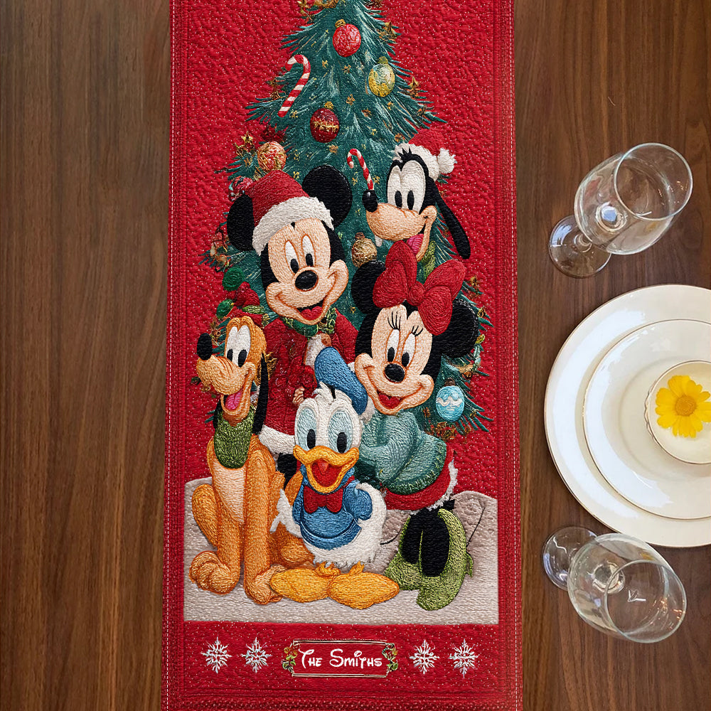 Family Gift Merry Christmas - Personalized Mouse Table Runner