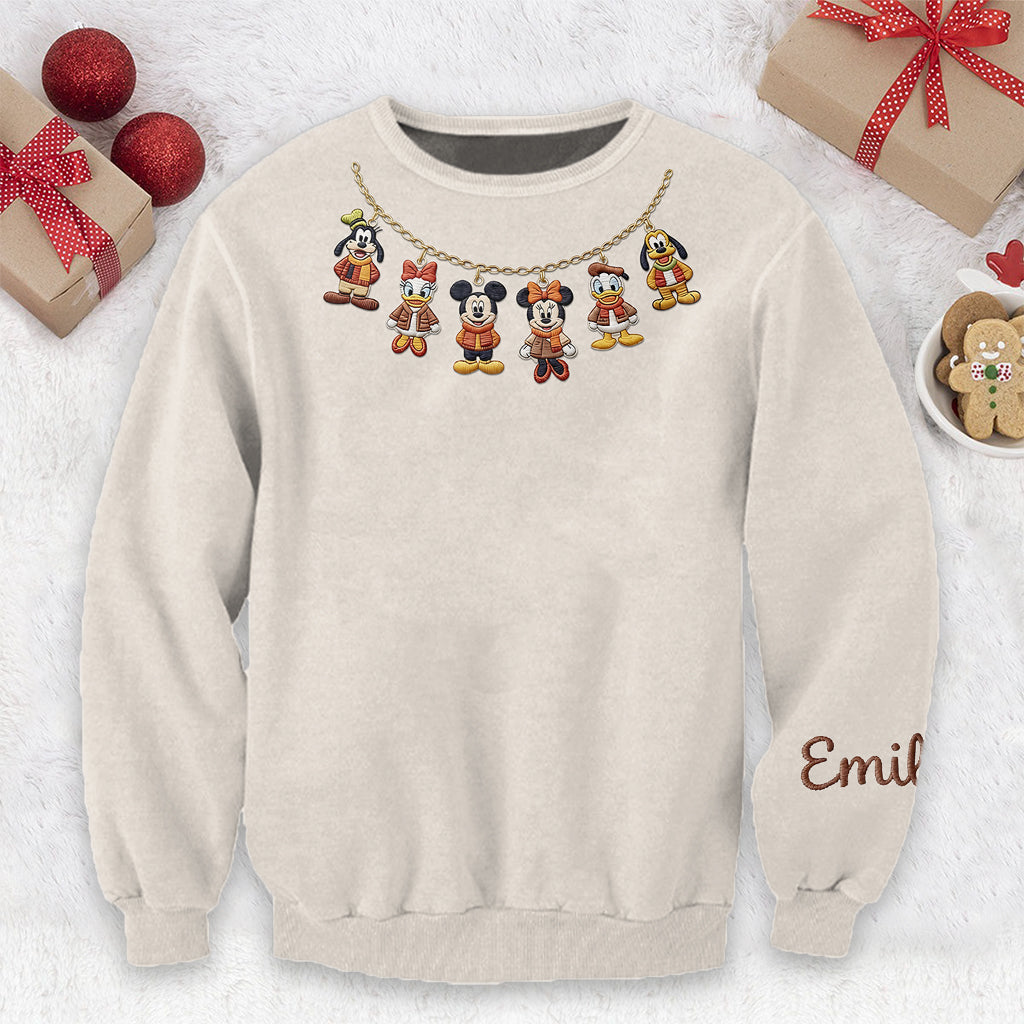 Fun Magical Charm Necklace Sweatshirt - Personalized Mouse Ugly Sweater