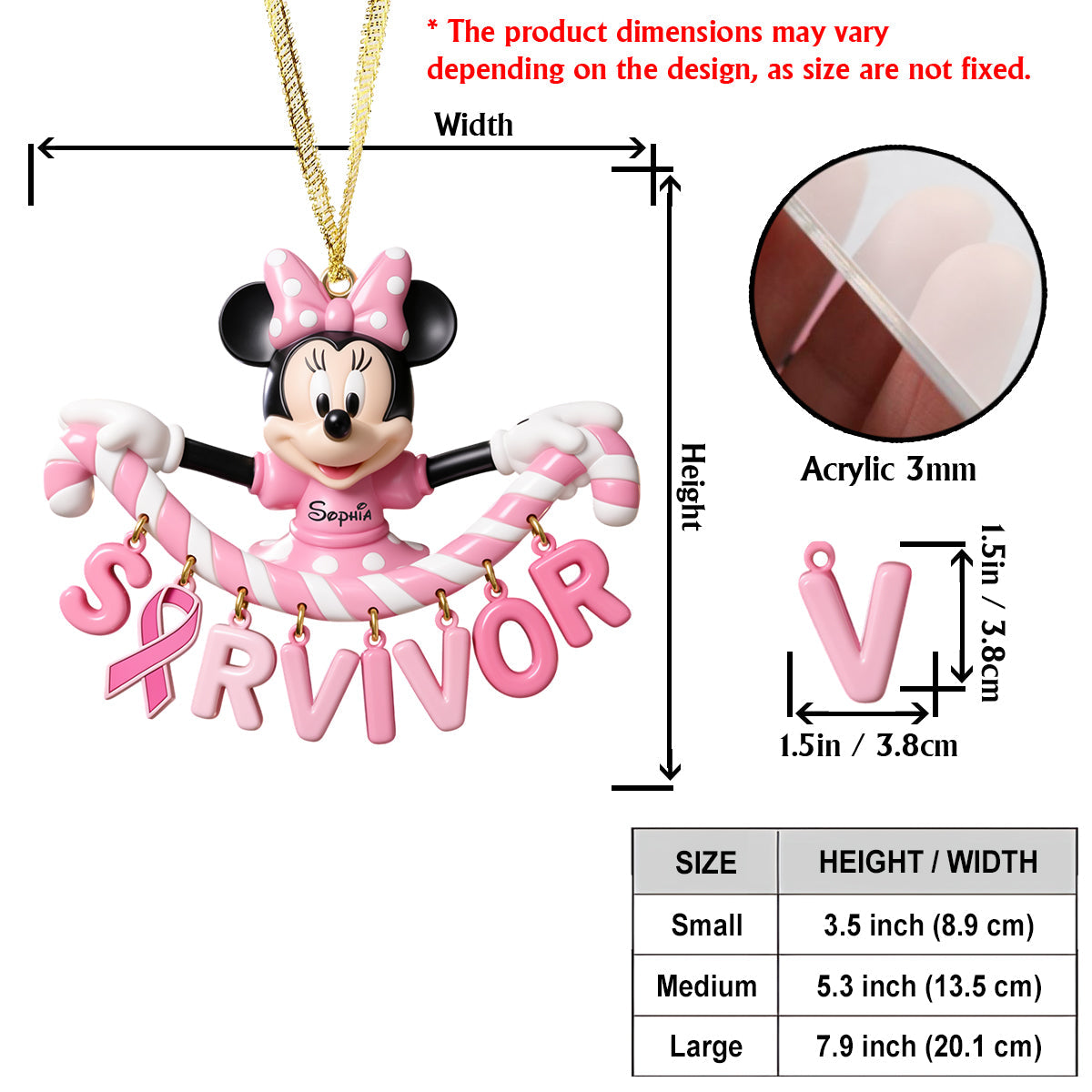 The Survivor - Personalized Breast Cancer Awareness Ornament With Charm