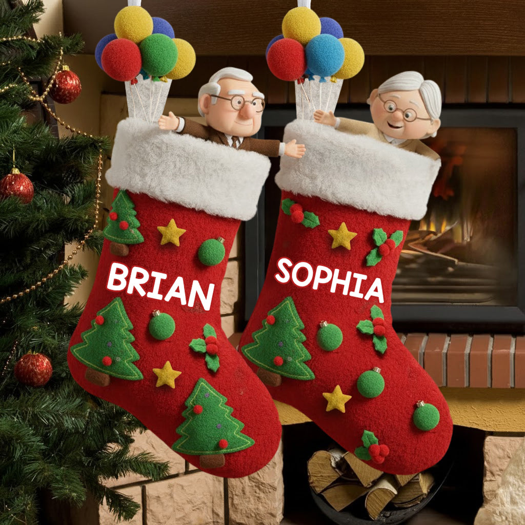 Merry Christmas - Personalized Couple Shaped Christmas Stocking