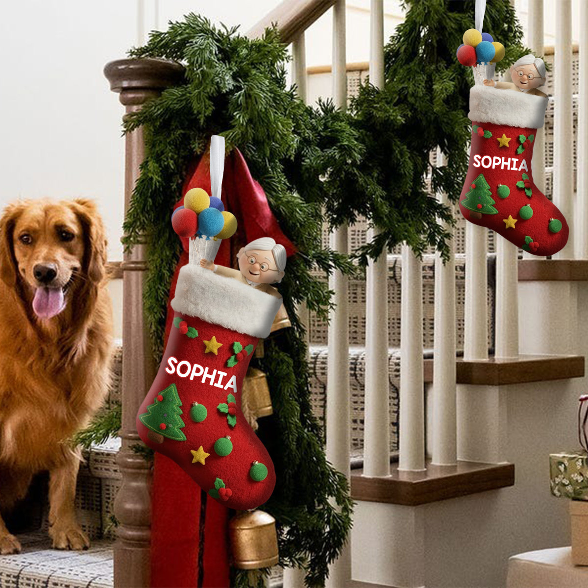 Merry Christmas - Personalized Couple Shaped Christmas Stocking