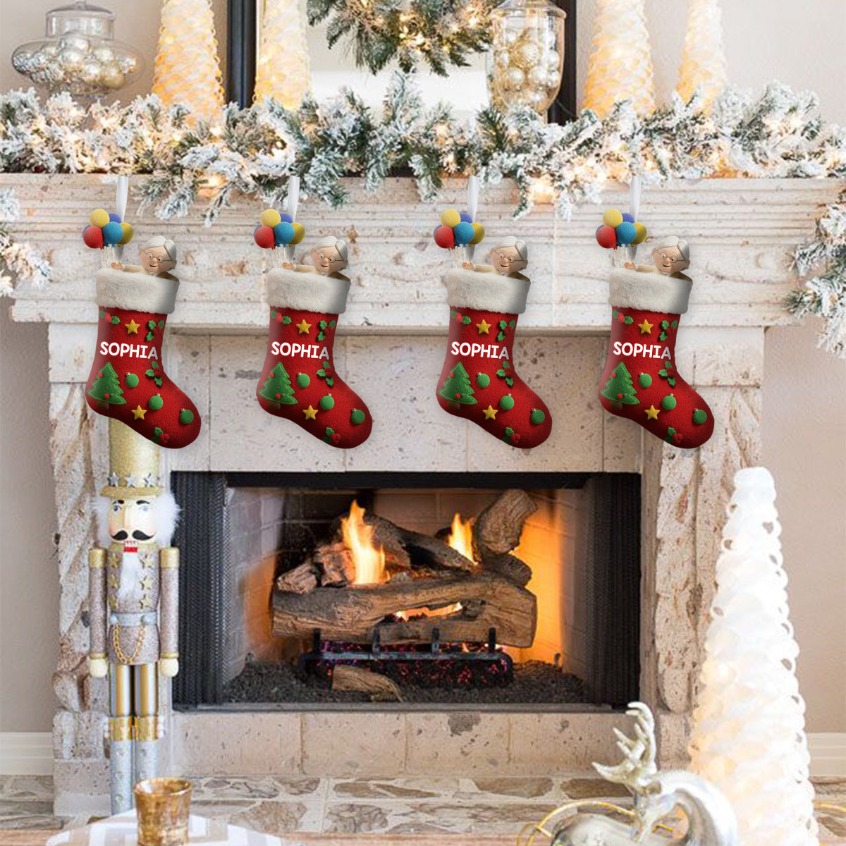 Merry Christmas - Personalized Couple Shaped Christmas Stocking