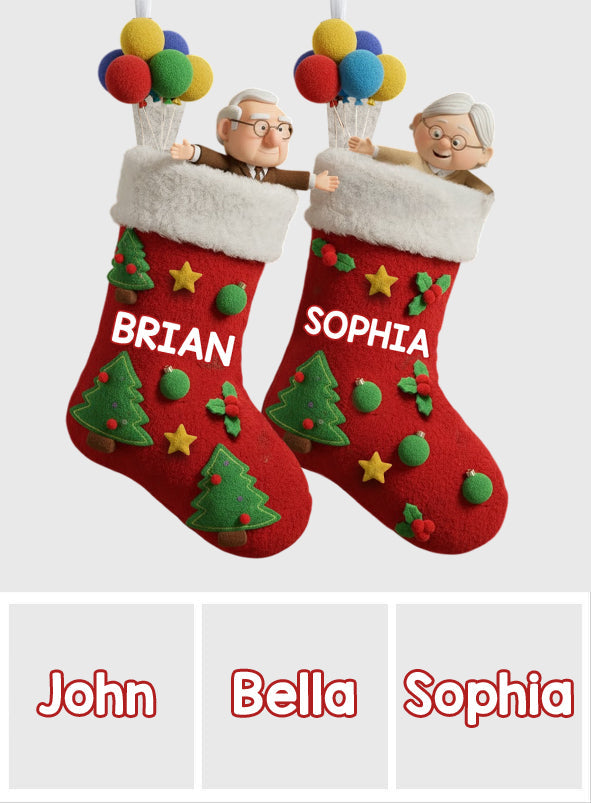 Merry Christmas - Personalized Couple Shaped Christmas Stocking