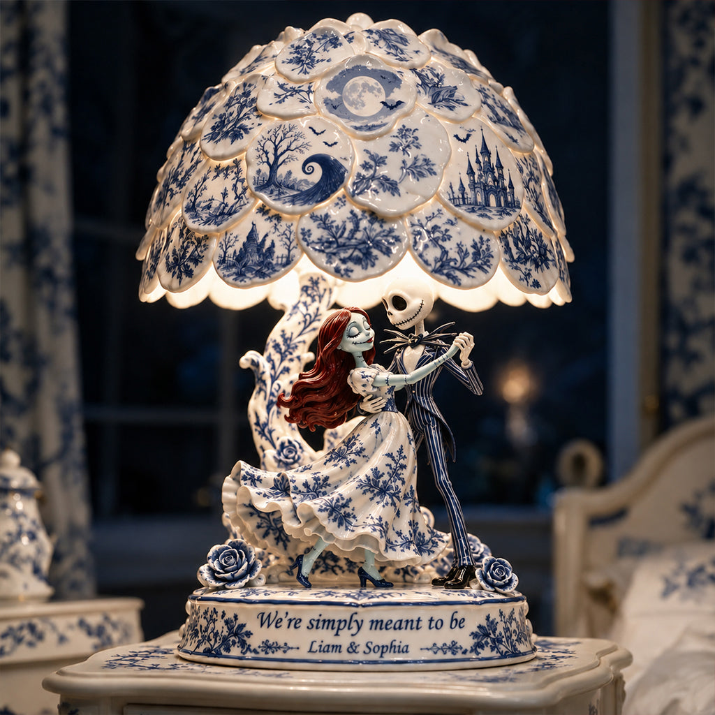 Toile de Jouy Skeleton Couple - Personalized Nightmare Acrylic LED Night Light
