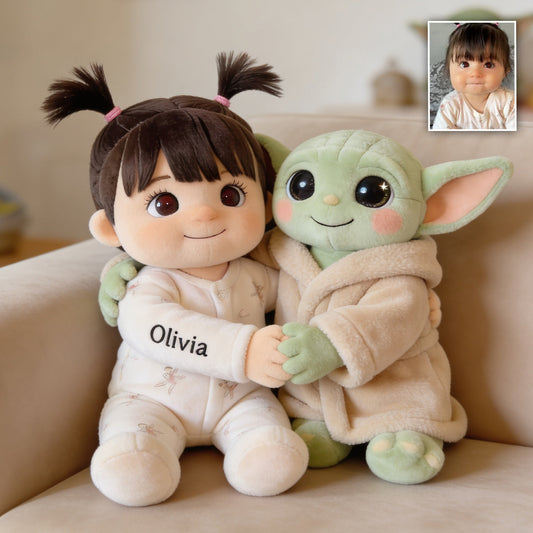 Cute Galaxy Alien - Personalized The Force Premium Faux Fur Pillow