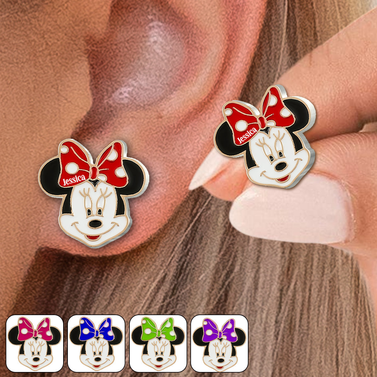 Dream Magic Custom Name - Personalized Mouse Stud Earrings