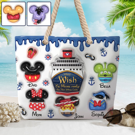 Family Cruising Trip - Personalized Mouse Beach Bag