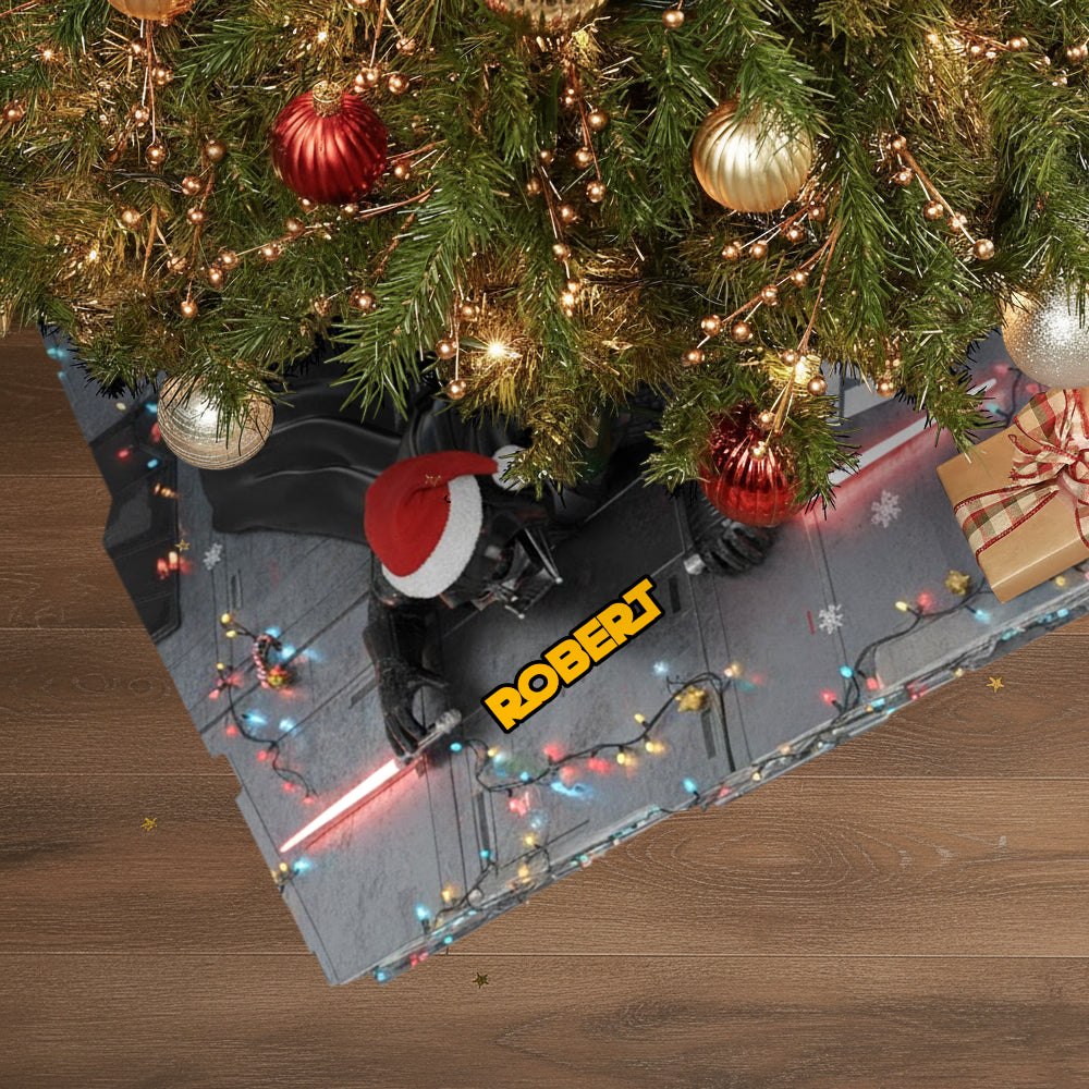 Funny Starship - Personalized The Force Shaped Tree Skirt