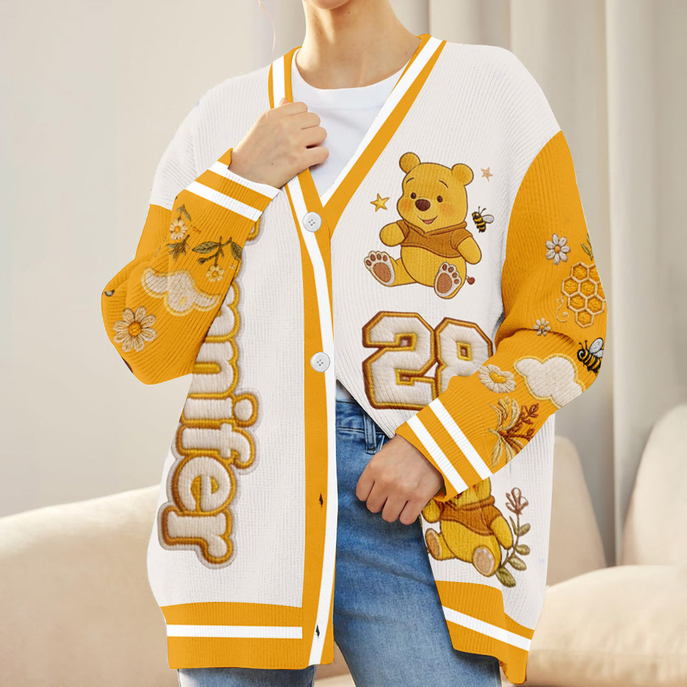 Yellow Bear - Personalized Yellow Bear Cardigan Sweater