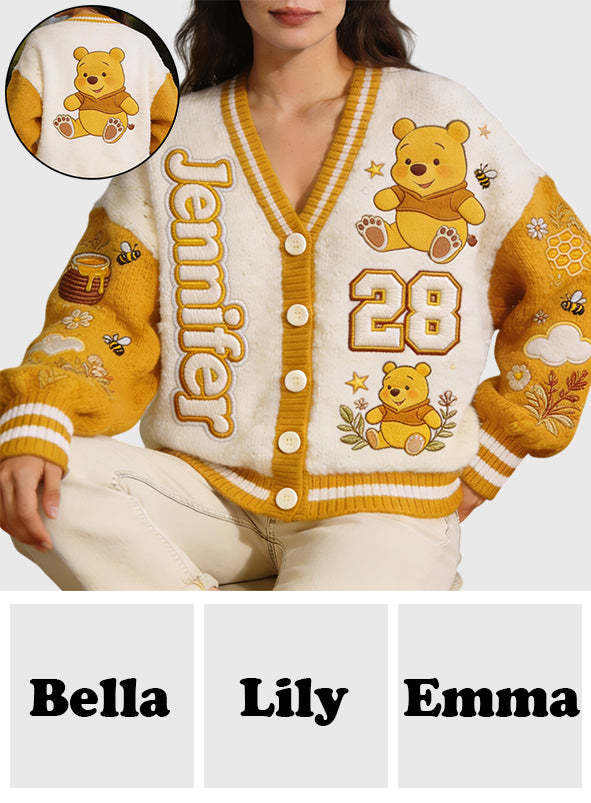 Yellow Bear - Personalized Yellow Bear Cardigan Sweater