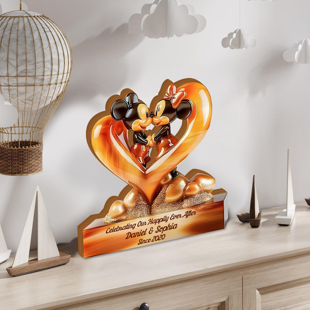 Happily Ever After - Personalized Mouse Custom Shaped Wood Plaque