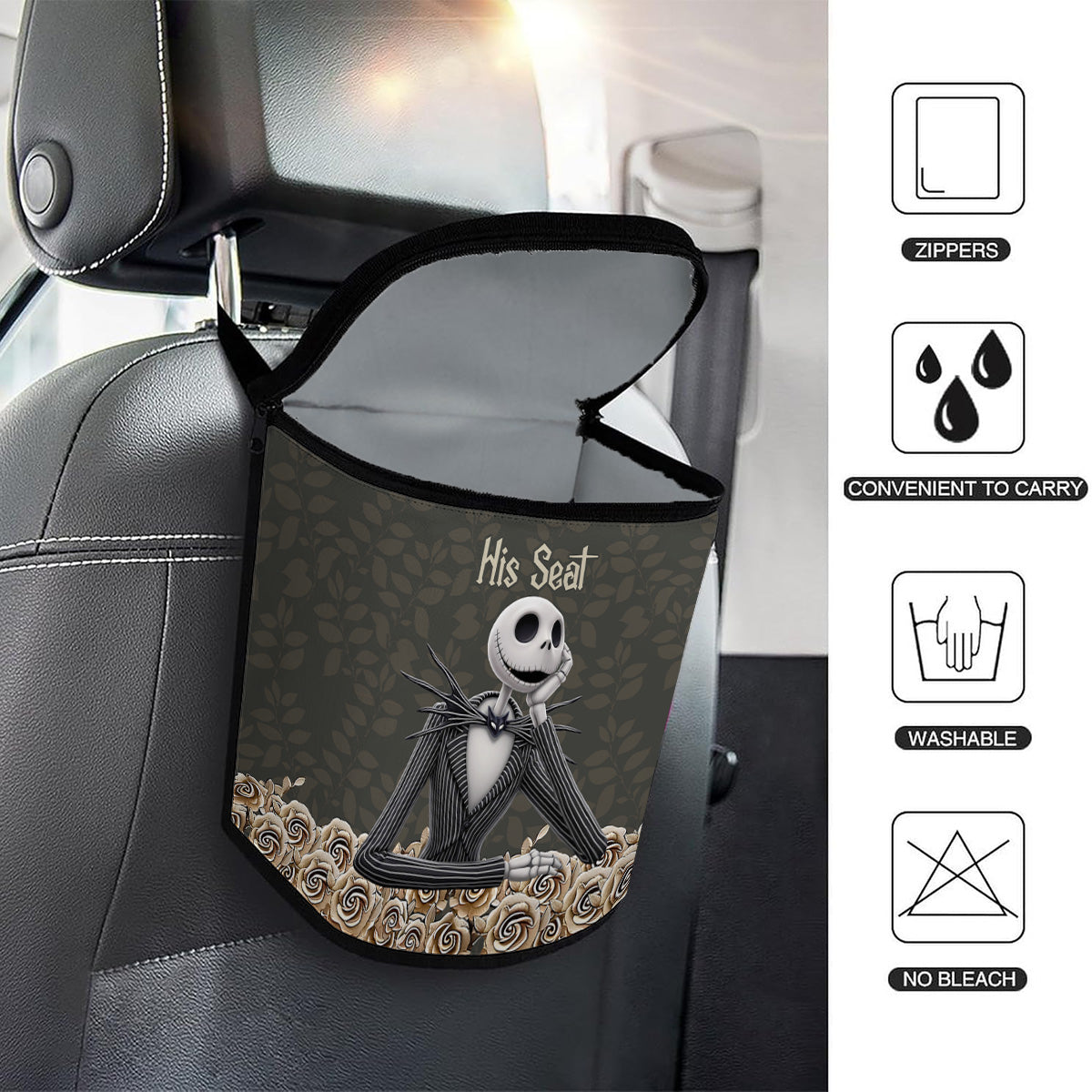 Jack & Sallly Night Before Christmas - Personalized Nightmare Portable Car Trash Can/ Organizer