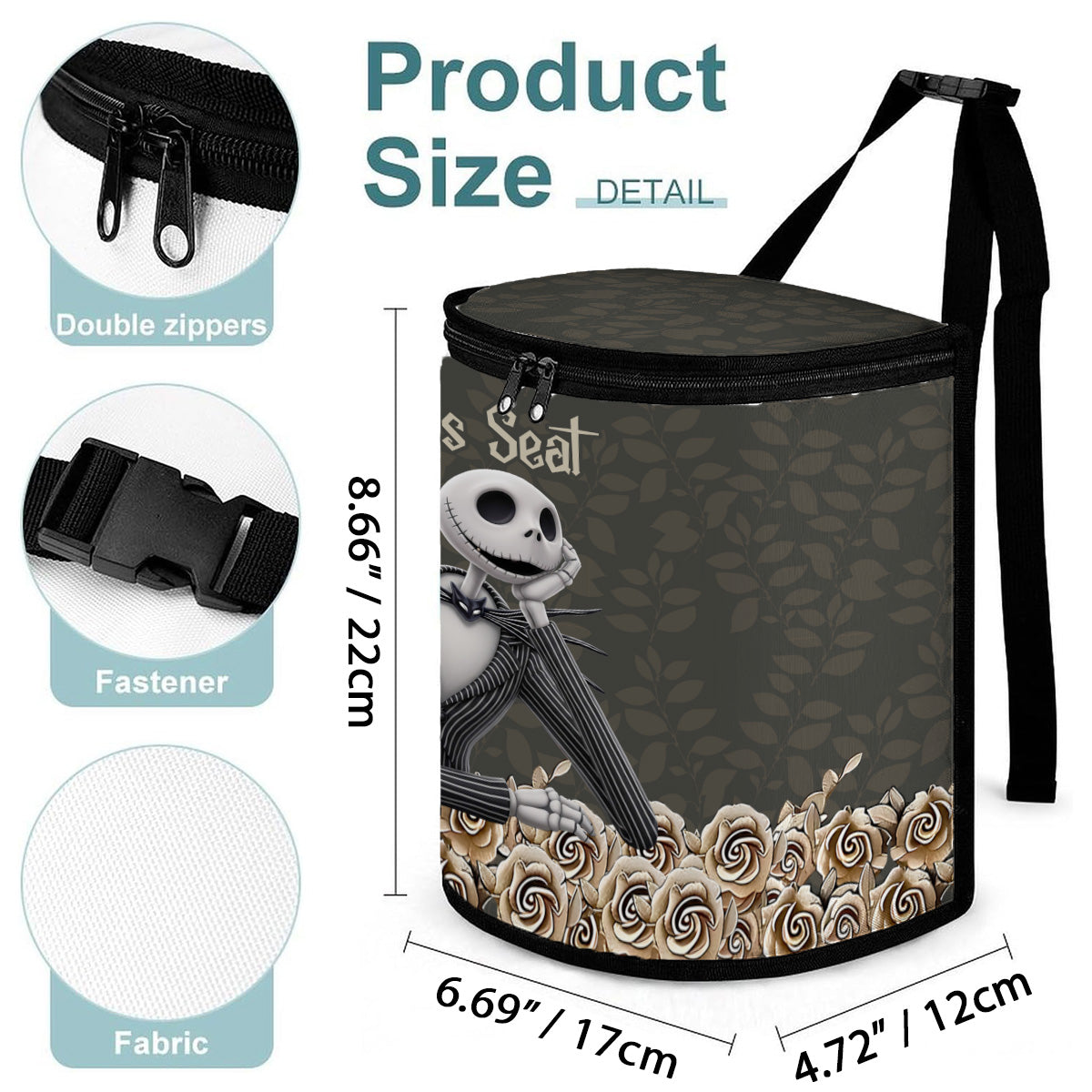 Jack & Sallly Night Before Christmas - Personalized Nightmare Portable Car Trash Can/ Organizer