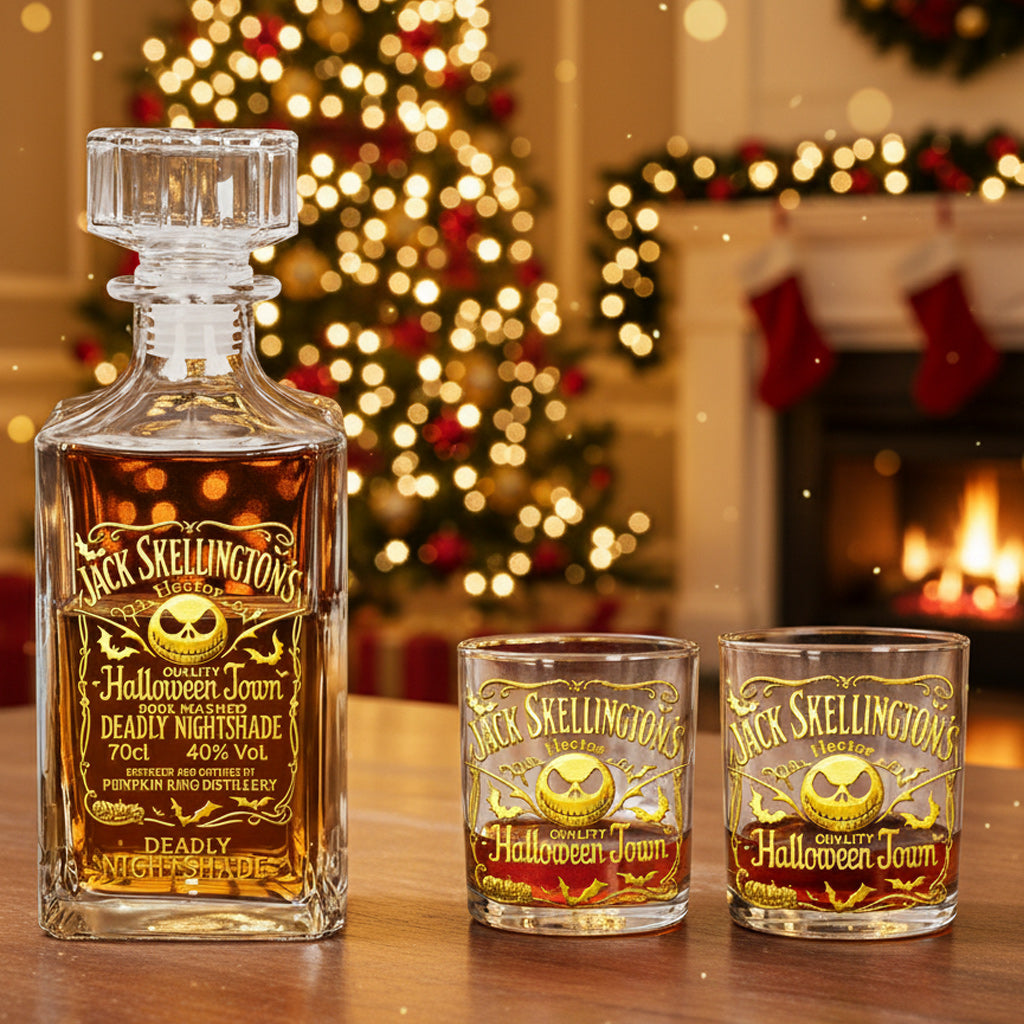 Christmas Gift for Dad, Husband - Personalized Nightmare Whiskey Decanter Set