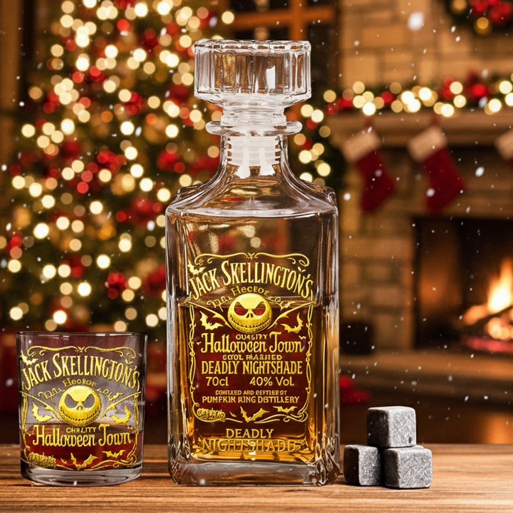 Christmas Gift for Dad, Husband - Personalized Nightmare Whiskey Decanter Set