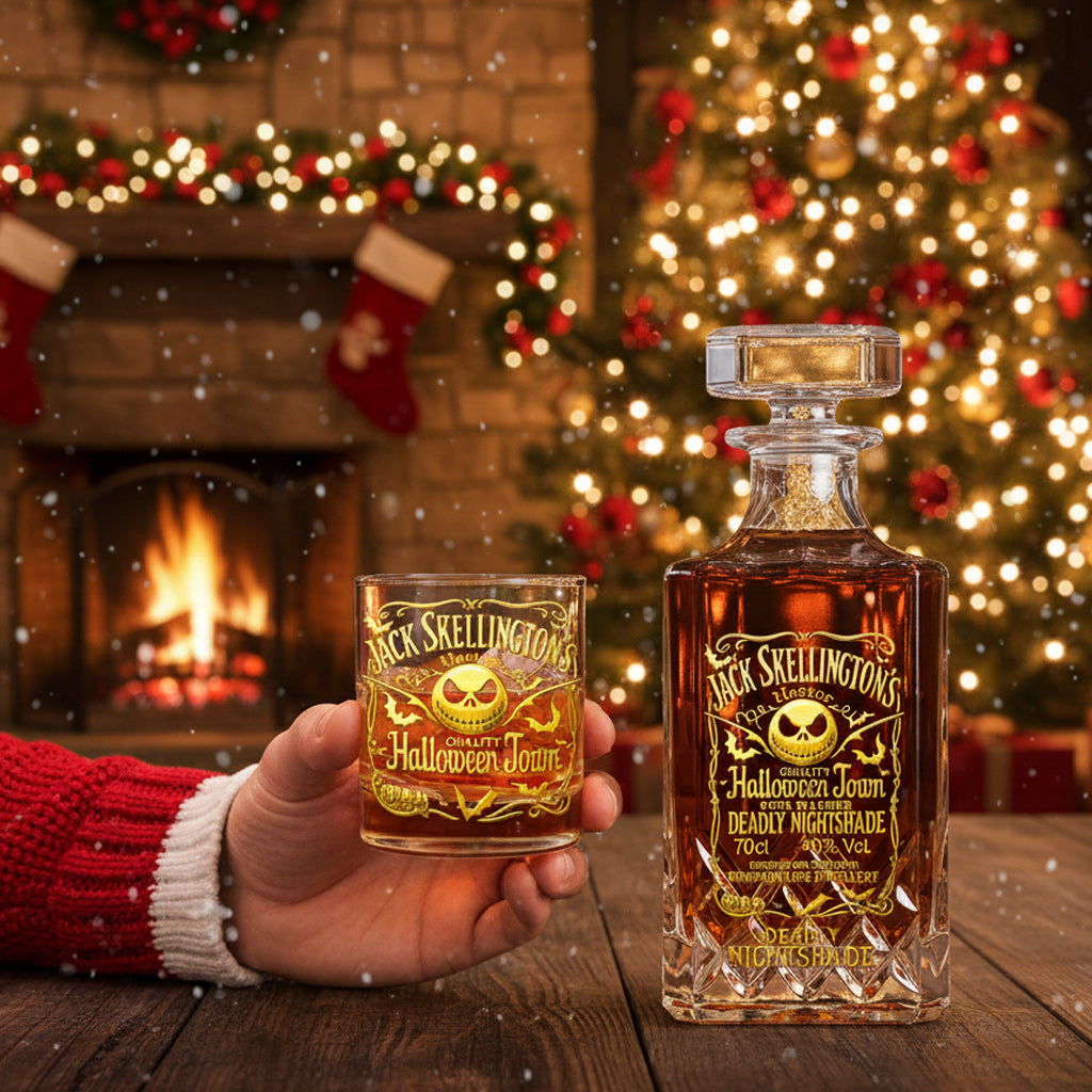 Christmas Gift for Dad, Husband - Personalized Nightmare Whiskey Decanter Set