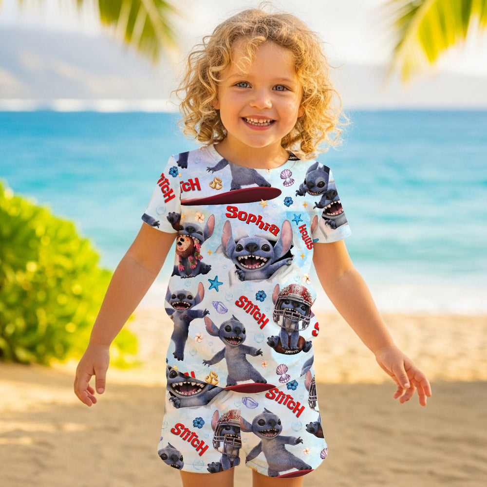 Blue Alien - Personalized Ohana Kid T-shirt & Shorts