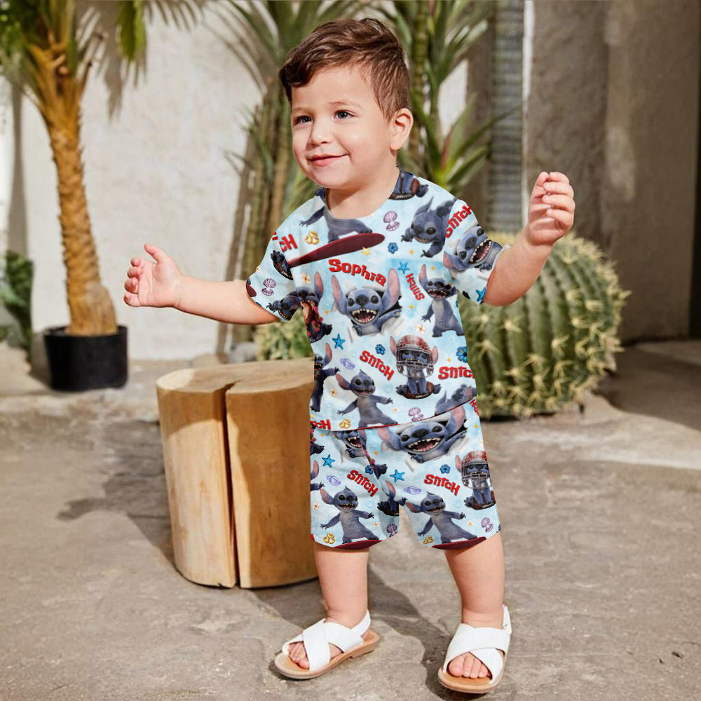 Blue Alien - Personalized Ohana Kid T-shirt & Shorts