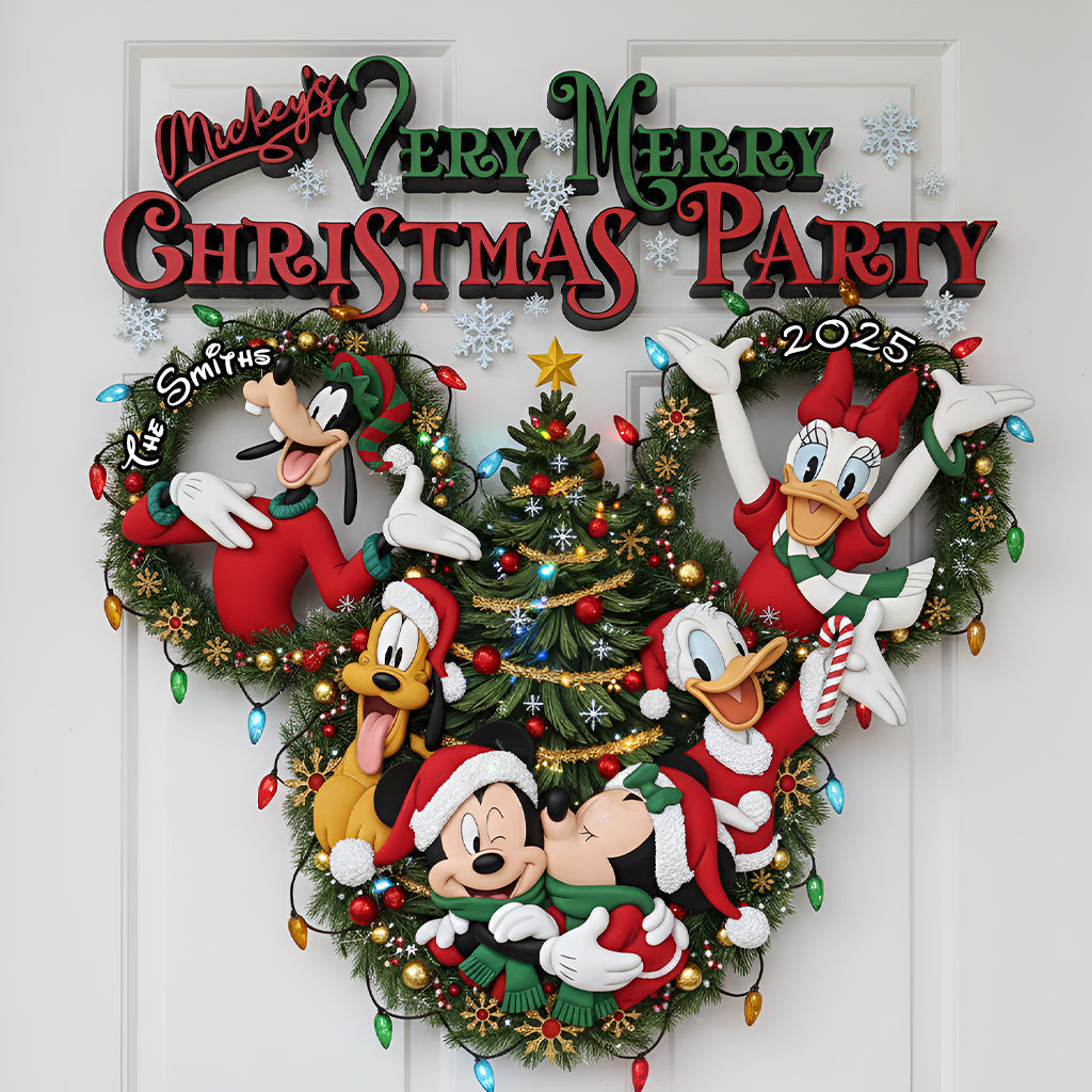 Very Merry Christmas Party - Personalized Mouse Custom Shaped Wood Sign