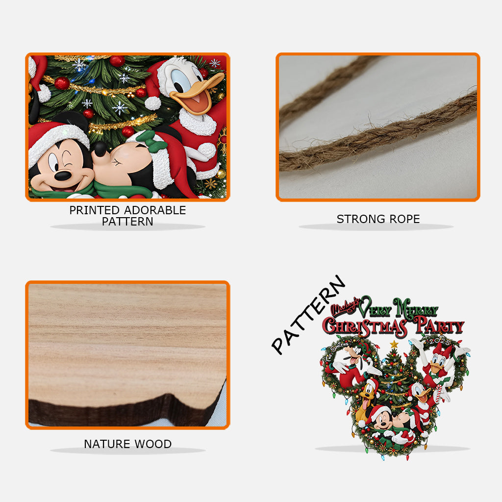 Very Merry Christmas Party - Personalized Mouse Custom Shaped Wood Sign