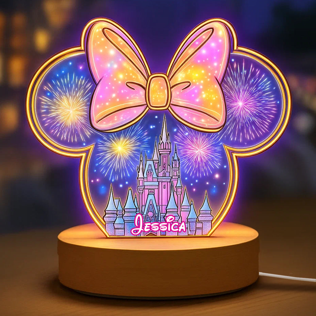 Magic Mouse Castle - Bedroom Decor For Girl - Personalized Kid Shaped Plaque Light Base
