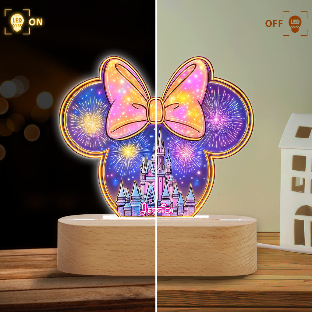 Magic Mouse Castle - Bedroom Decor For Girl - Personalized Kid Shaped Plaque Light Base