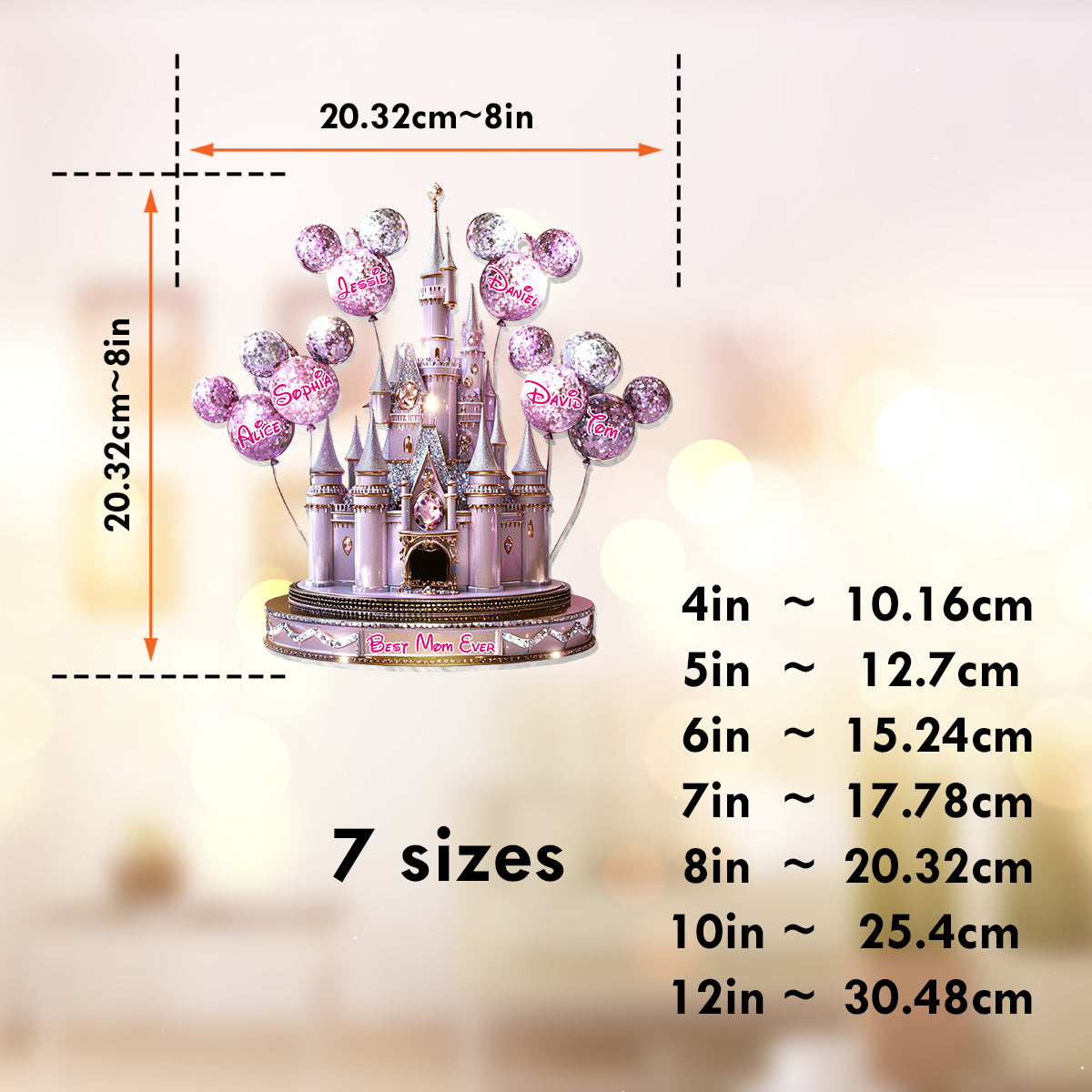 Magical Castle Gift For Mom, Grandma - Personalized Mouse Window Hanging Suncatcher Ornament