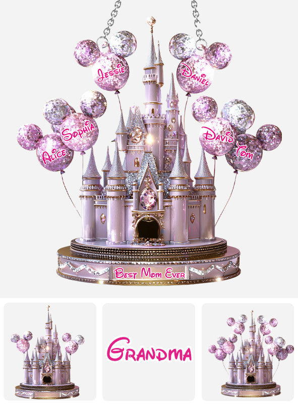 Magical Castle Gift For Mom, Grandma - Personalized Mouse Window Hanging Suncatcher Ornament