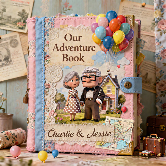 Our Adventure Book - Personalized Up Movie Couple Leather Journal
