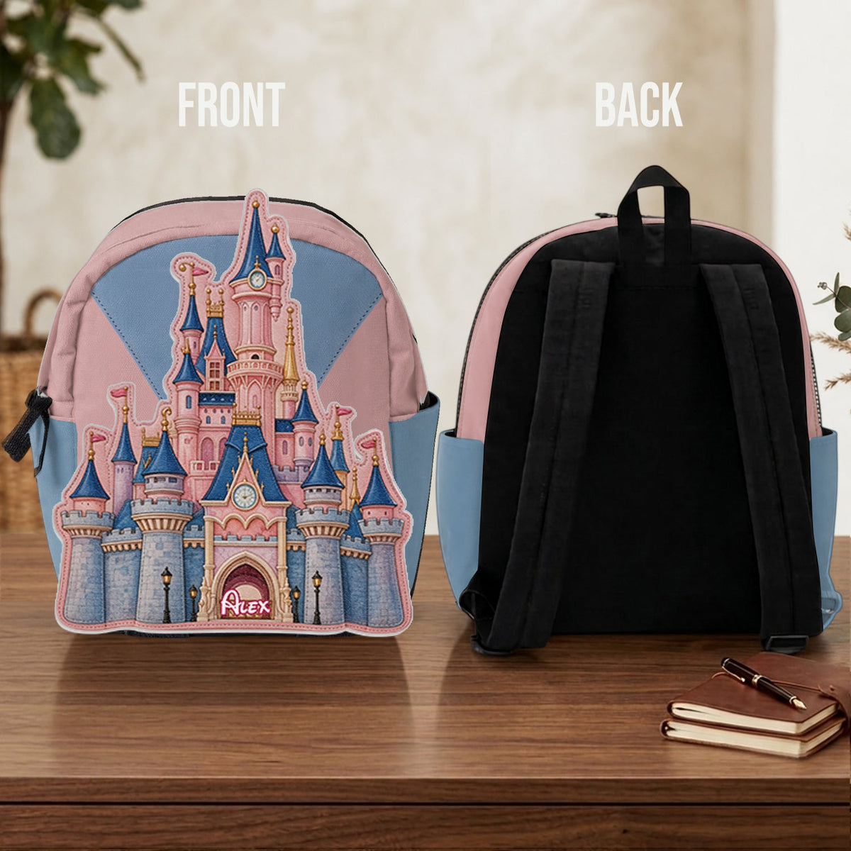 The Magical Castle - Personalized Dream Trip Changeable Leather Patch Backpack