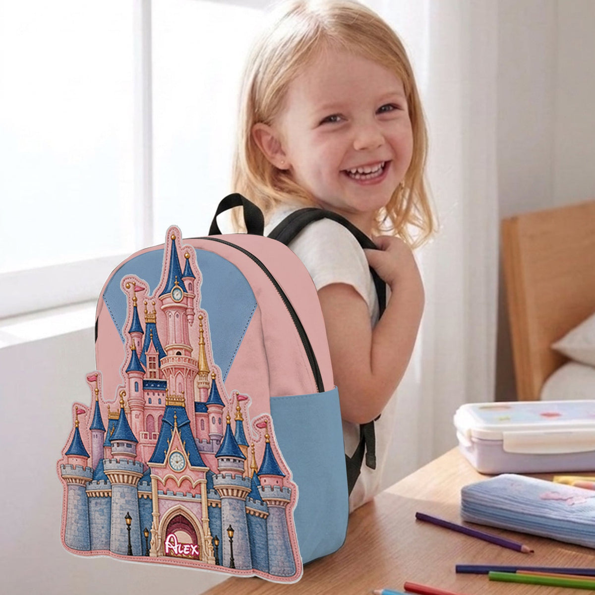The Magical Castle - Personalized Dream Trip Changeable Leather Patch Backpack