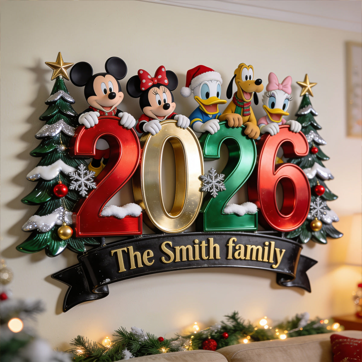Merry Christmas - Personalized Mouse 3D Printed Cut Metal Sign